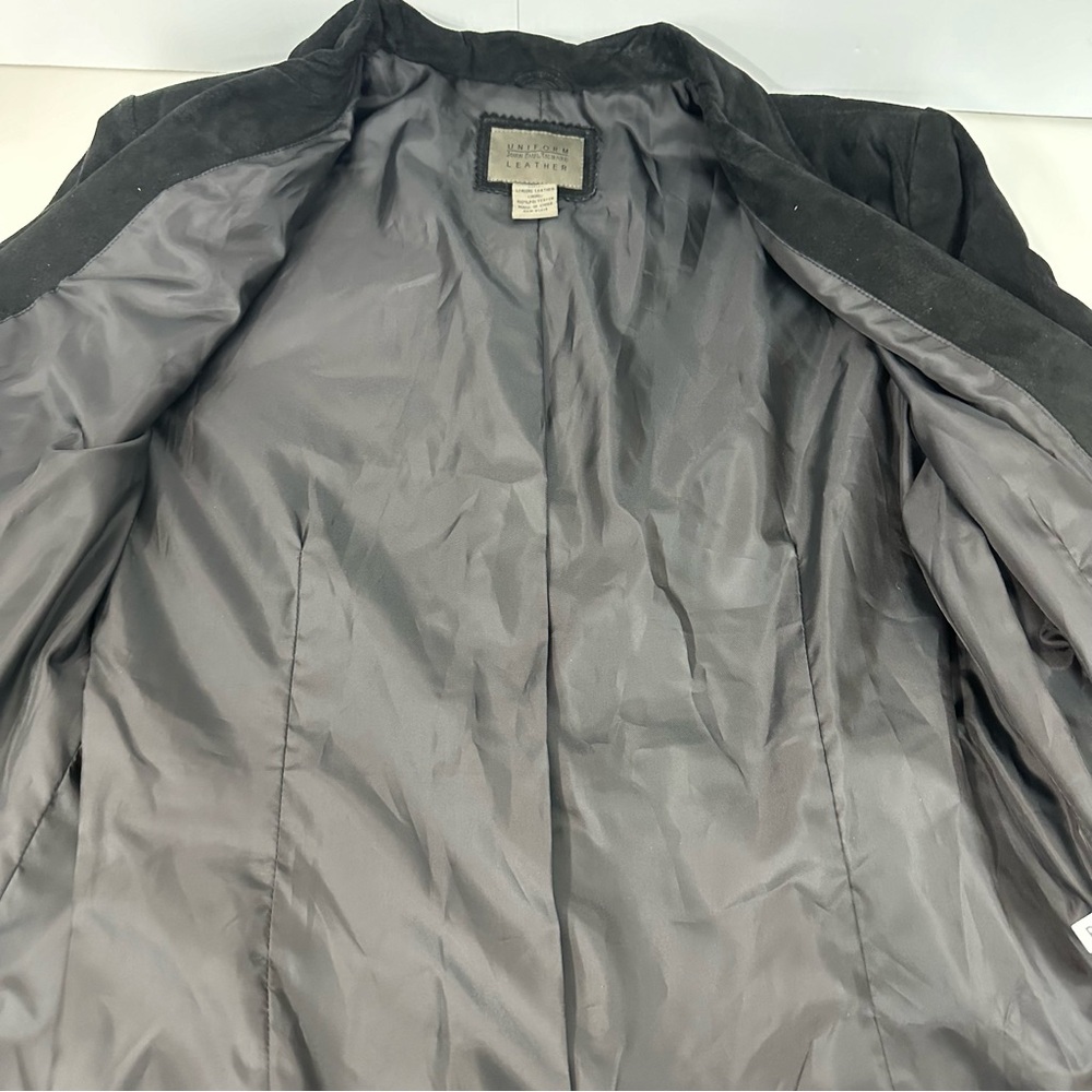 VINTAGE Uniform John Paul Richard Sz L Leather Lined Suede Black Blazer Jacket - Picture 5 of 10